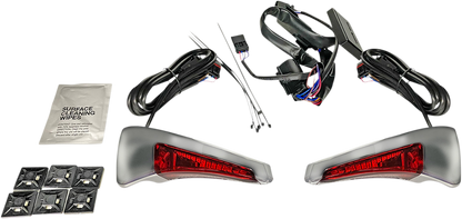 CUSTOM DYNAMICS Sequential Tour Pak Seat Back Rest LED Lights - Chrome/Red - FLH CD-TPBR-14-RC