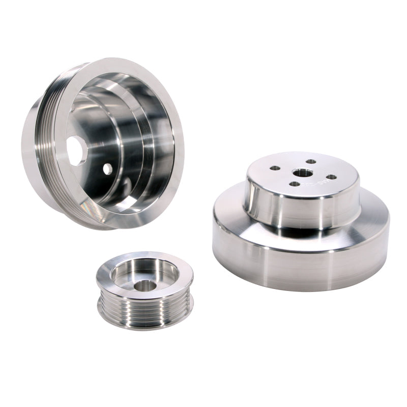 BBK 88-95 GM Truck 4.3 5.0 5.7 Underdrive Pulley Kit - Lightweight CNC Billet Aluminum (3pc) 1603