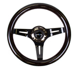 NRG Classic Wood Grain Steering Wheel (310mm) Black w/Black Chrome 3-Spoke Center ST-310BK-BK