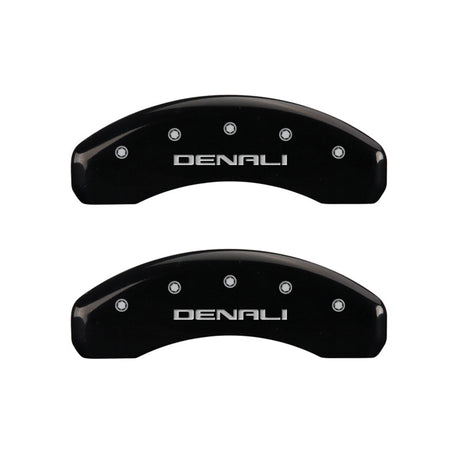 MGP 4 Caliper Covers Engraved Front & Rear Denali Black finish silver ch 34015SDNLBK