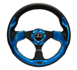 NRG Reinforced Steering Wheel (320mm) Blk w/Blue Trim RST-001BL