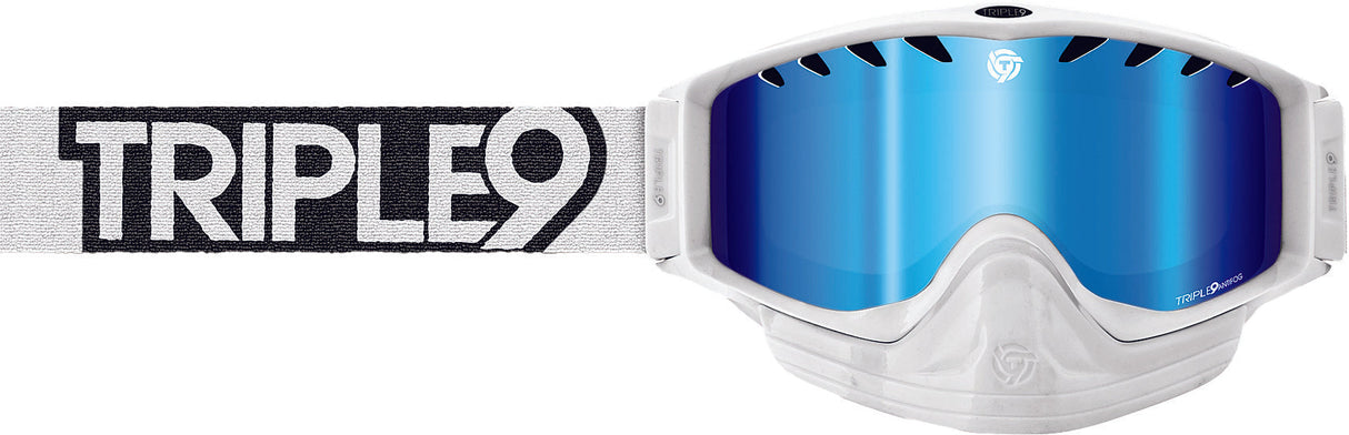 TRIPLE 9 Saint Goggle White W/ Blue Mirror/Blue Lens 37-2314