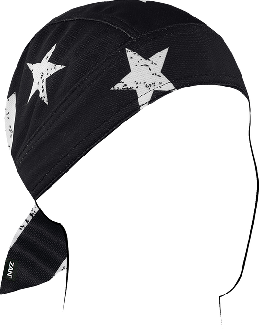 ZAN HEADGEAR Flydanna Micro-Mesh Polyester Headwrap - Black/White Flag ZM091