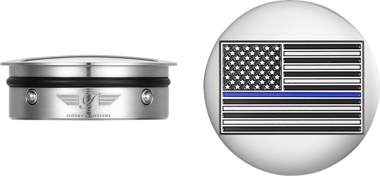 FIGURATI DESIGNS Swing Arm Covers - Blue Line American Flag - Custom - Reversed FD70-ABFL-SS