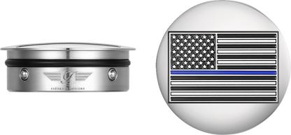 FIGURATI DESIGNS Swing Arm Covers - Blue Line American Flag - Custom - Reversed FD70-ABFL-SS