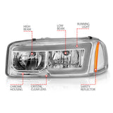 Anzo 99-17 GMC Sierra/Denali Headlights Chrome Amber (w/C Light Bars) 111523