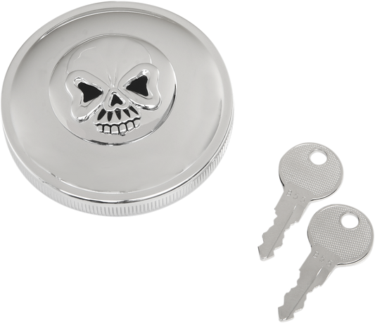 DRAG SPECIALTIES Gas Cap - Non-Vented Skull Locking - Chrome 03-0320AS-B