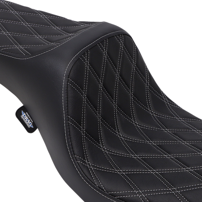 DRAG SPECIALTIES Predator III Seat - Double Diamond - Silver Stitching 0803-0603