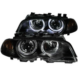 ANZO 2000-2003 BMW 3 Series E46 Projector Headlights w/ Halo Black 121269