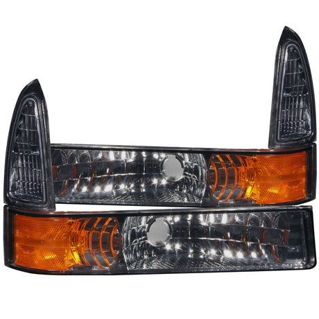 ANZO 2000-2004 Ford Excursion Euro Parking Lights Smoke w/ Amber Reflector 511041