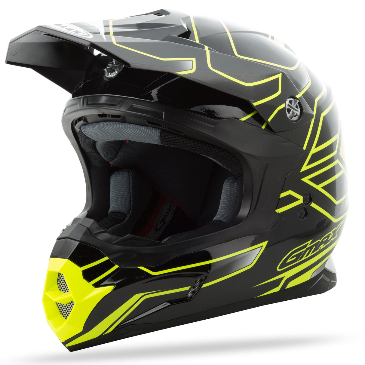 GMAX Mx-86 Off-Road Step Helmet Black/Hi-Vis Yellow 2x G3862688 TC-24