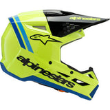 ALPINESTARS Youth SM3 Helmet - Radium - Gloss Yellow Fluo/Black/Blue - Large 8301825-5017-YL