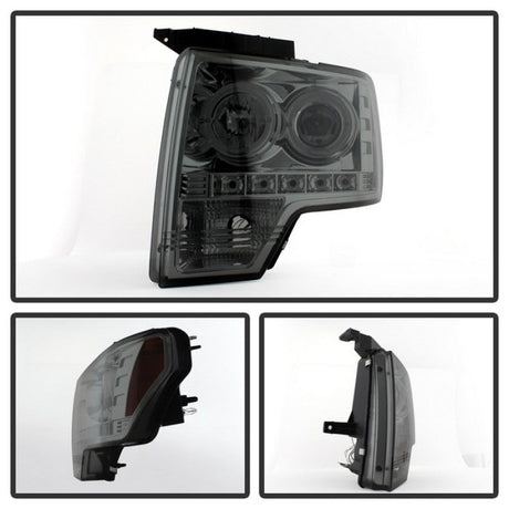 Spyder Ford F150 09-14 Projector Headlights Halogen Model- LED Halo LED Smke PRO-YD-FF15009-HL-SM 5010254