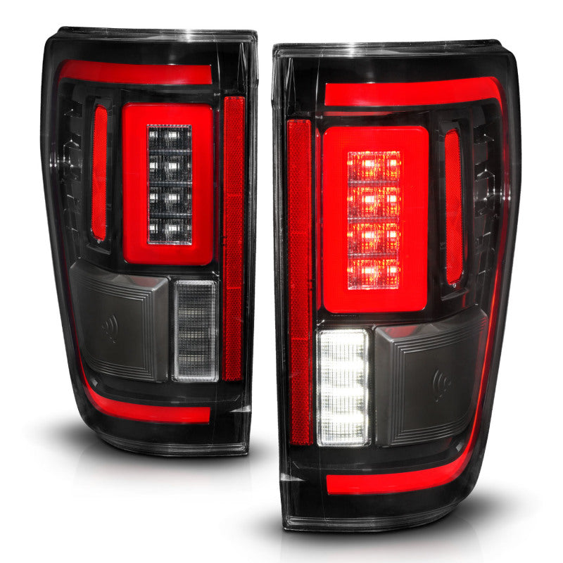 ANZO 21-23 Ford F-150 LED Taillights Seq. Signal w/BLIS Cover - Black Housing 311473