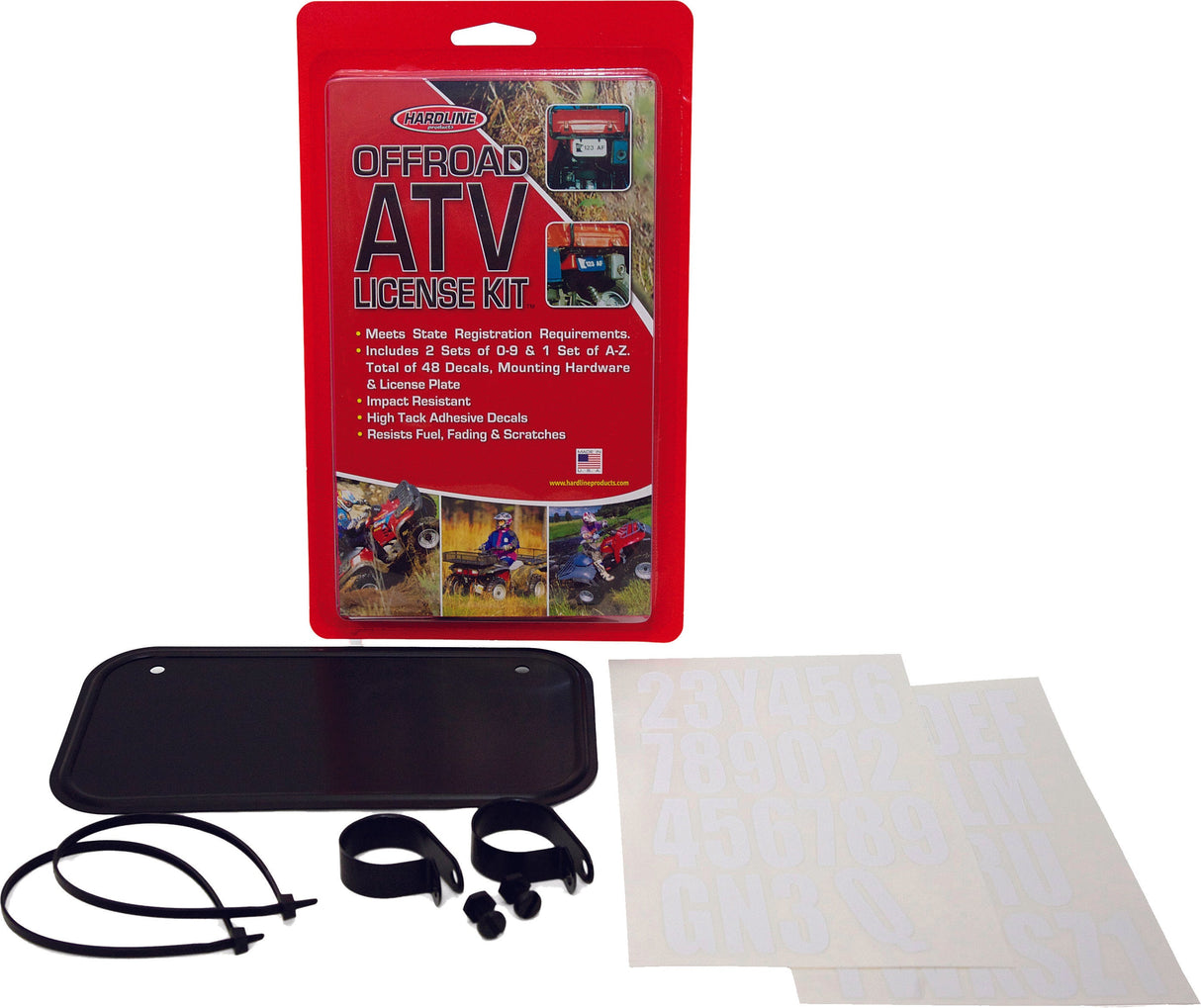 HARDLINE Atv License Plate Kit Black Aluminum 2342B