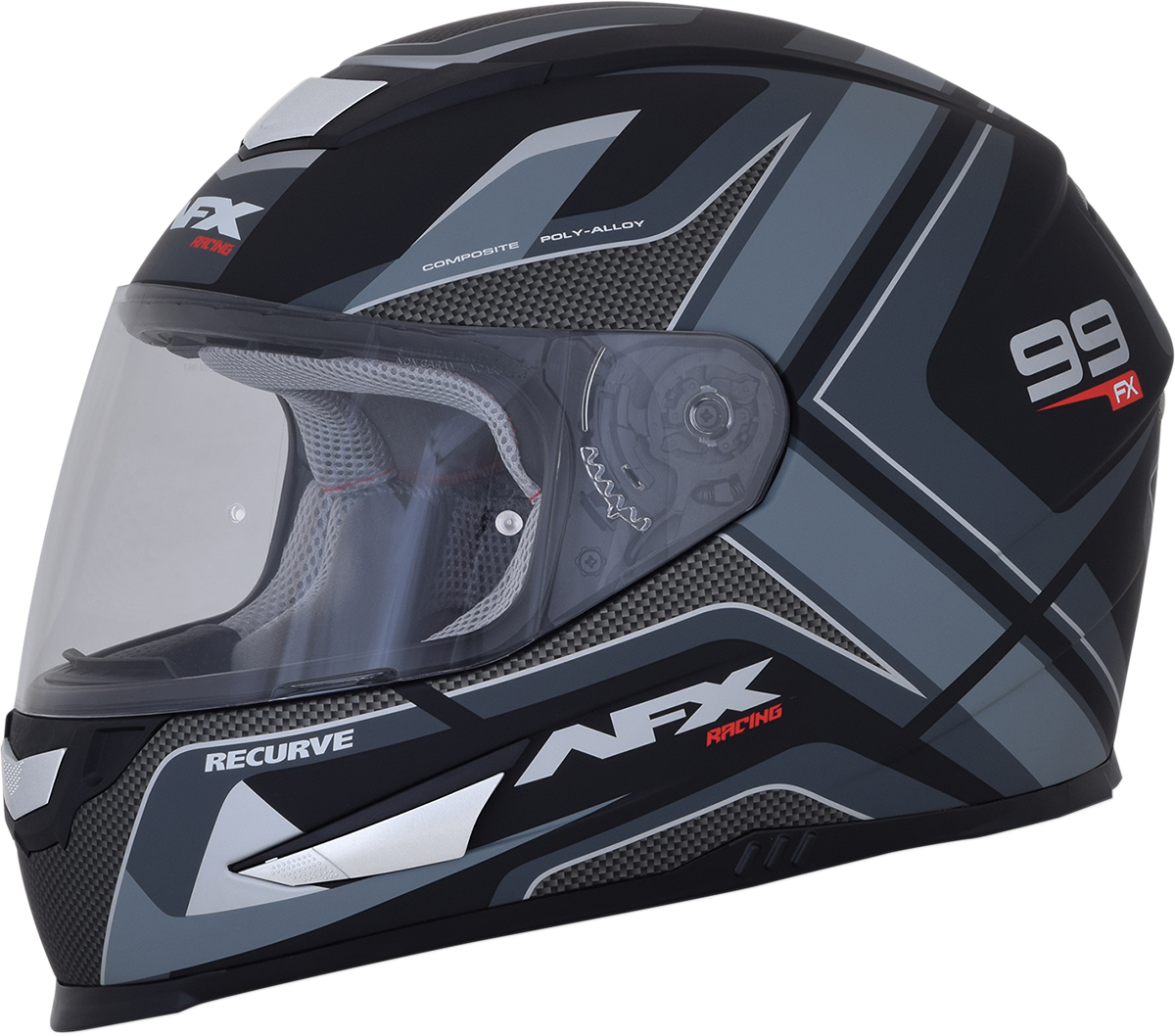 AFX FX-99 Helmet - Recurve - Matte Black/Gray - Small 0101-11136