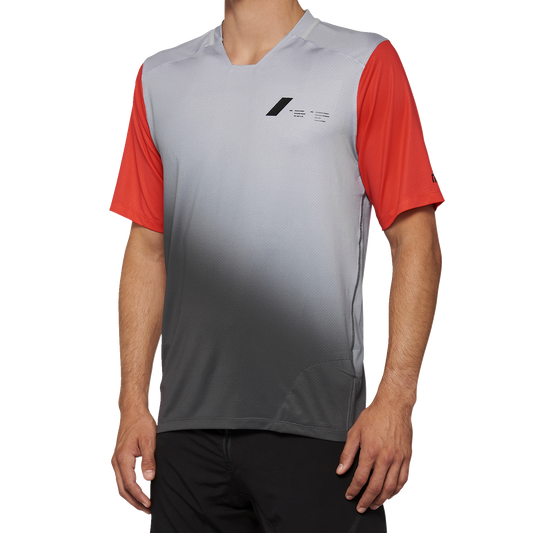 100% Celium Jersey - Short-Sleeve - Gray/Racer Red - XL 40011-00013