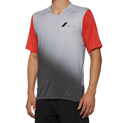 100% Celium Jersey - Short-Sleeve - Gray/Racer Red - Medium 40011-00011