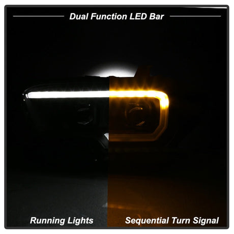 xTune Toyota Tacoma 16-18 DRL Light Bar Projector Headlights - Black PRO-JH-TTA16-LBDRL-BK 9039256
