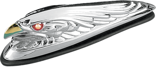 DRAG SPECIALTIES Eagle Head with Lights - Red Eyes - Small - Chrome 91-6609-BC312