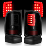 ANZO 1994-2001 Dodge Ram 1500 LED Taillights Plank Style Black w/Smoke Lens 311340