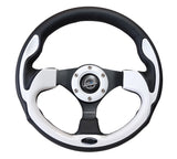 NRG Reinforced Steering Wheel (320mm) Blk w/White Trim & 4mm 3-Spoke RST-001WT