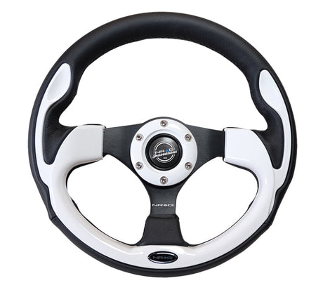 NRG Reinforced Steering Wheel (320mm) Blk w/White Trim & 4mm 3-Spoke RST-001WT