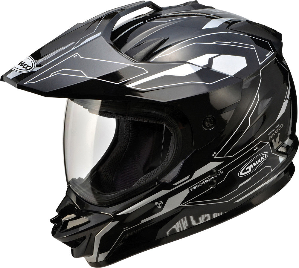 GMAX Gm-11d Dual Sport Helmet Black/Silver X G5111027 TC-5