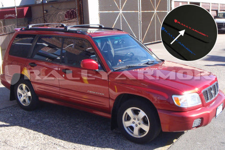 Rally Armor 98-02 Subaru Forester Black UR Mud Flap w/ Red Logo MF13-UR-BLK/RD