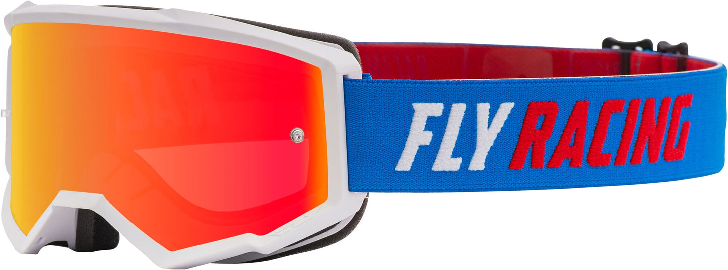 FLY RACING Zone Goggle Blue/White/Red W/Red Mirror/Smoke Lens W/Post FLA-055