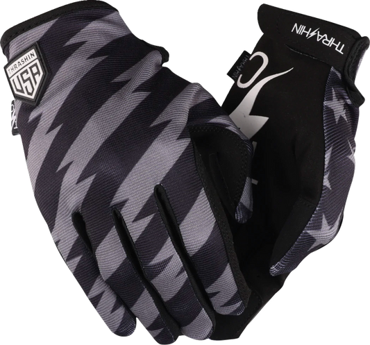 THRASHIN SUPPLY CO. Stars & Bolts Stealth Gloves - Black/Gray - 2XL SV1-13-12