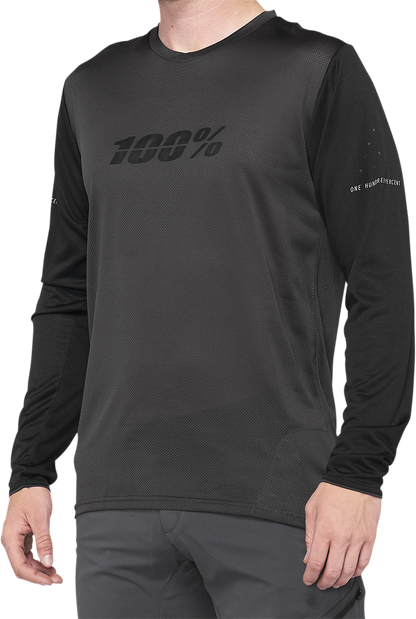 100% Ridecamp Jersey - Long-Sleeve - Black/Charcoal - Small 40028-00000