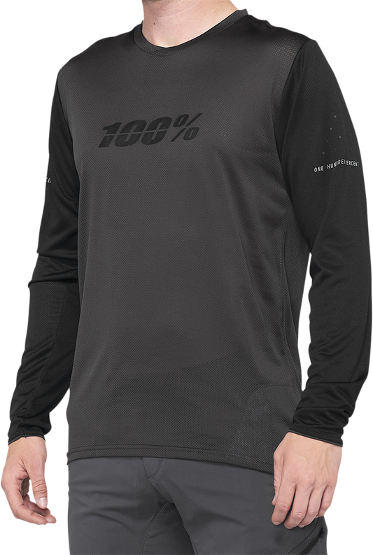 100% Ridecamp Jersey - Long-Sleeve - Black/Charcoal - Small 40028-00000