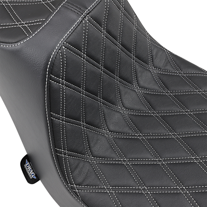 DRAG SPECIALTIES Predator III Seat - Double Diamond - Silver Stitching 0802-1268