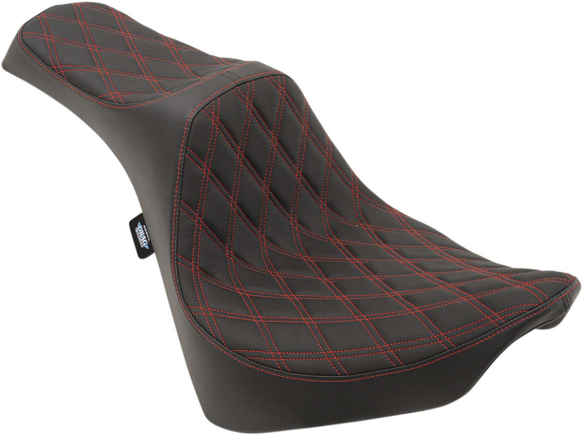 DRAG SPECIALTIES Predator III Seat - Double Diamond - Red Stitching - FL/FX '18-'22 0802-1147