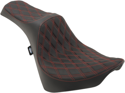 DRAG SPECIALTIES Predator III Seat - Double Diamond - Red Stitching - FL/FX '18-'22 0802-1147