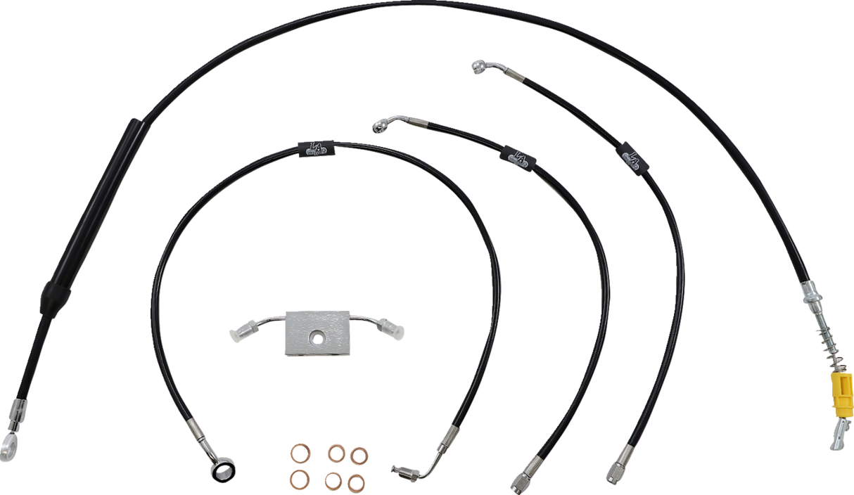 LA CHOPPERS Handlebar Cable/Brake Line Kit- Quick Connect - 12" - 14" Ape Hanger Handlebars - Black Vinyl LA-8157KT-13B