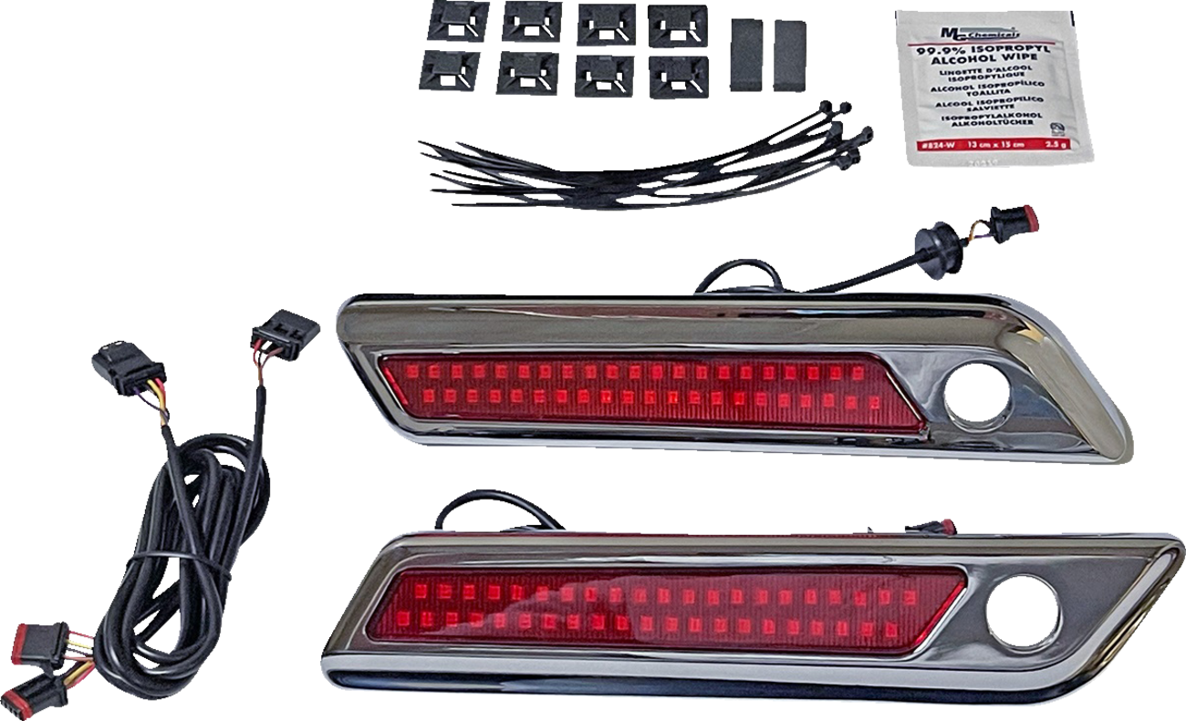 CUSTOM DYNAMICS Latch Light - Saddlebag - Dual Color - Red - Chrome CD-SBL-DC-RC