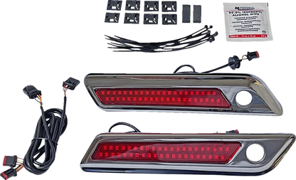 CUSTOM DYNAMICS Latch Light - Saddlebag - Dual Color - Red - Chrome CD-SBL-DC-RC