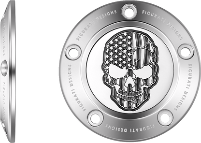 FIGURATI DESIGNS Timing Cover - 5 Hole - Skull - Contrast Cut - Stainless Steel FD27-TC-5H-SS