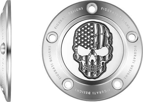 FIGURATI DESIGNS Timing Cover - 5 Hole - Skull - Contrast Cut - Stainless Steel FD27-TC-5H-SS