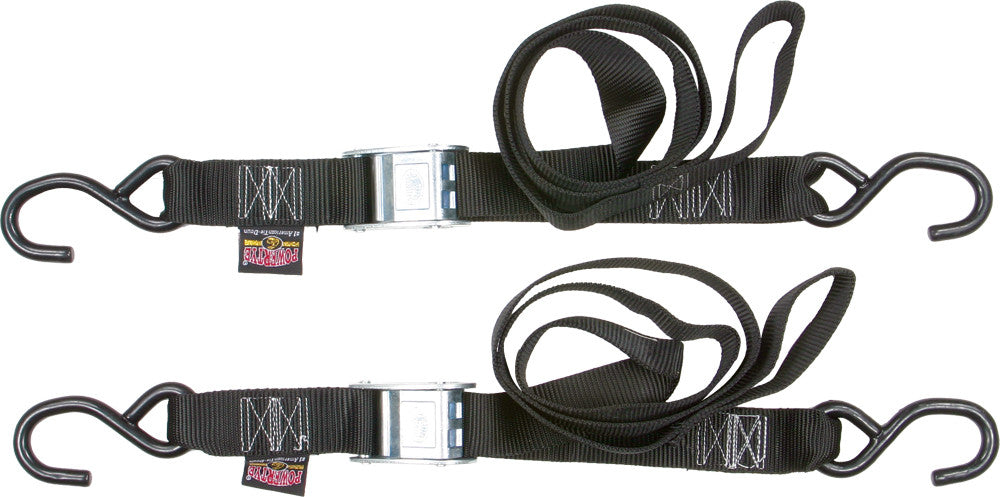 POWERTYE Tie-Down Cam S-Hook 1.5"X5.5' Black Pair 28622