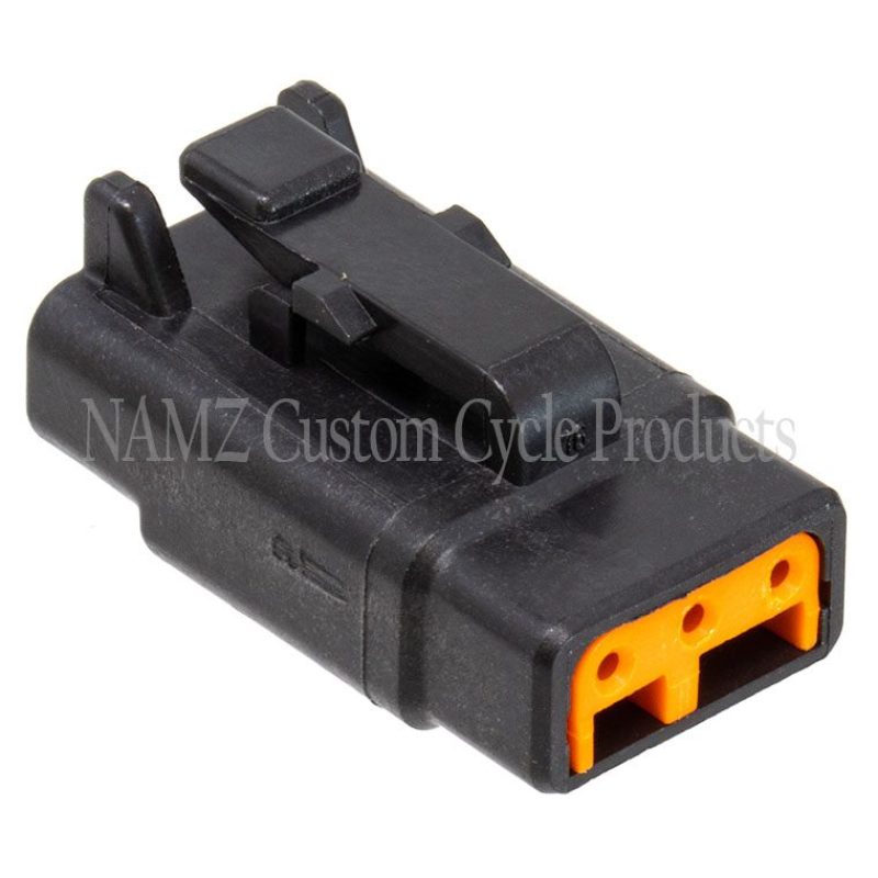 NAMZ Deutsch DTM 3-Position Plug w/3 Stamped Terminals & Wedgelock - Black (HD 74113-98BK) MDP-3B