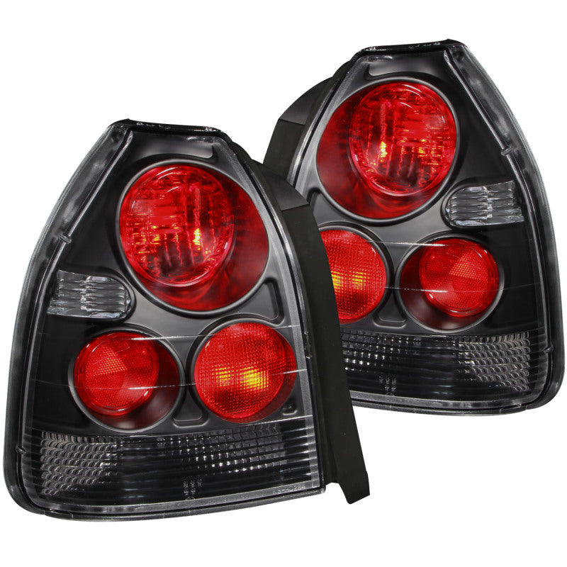 ANZO 1996-2000 Honda Civic Taillights Black 221065