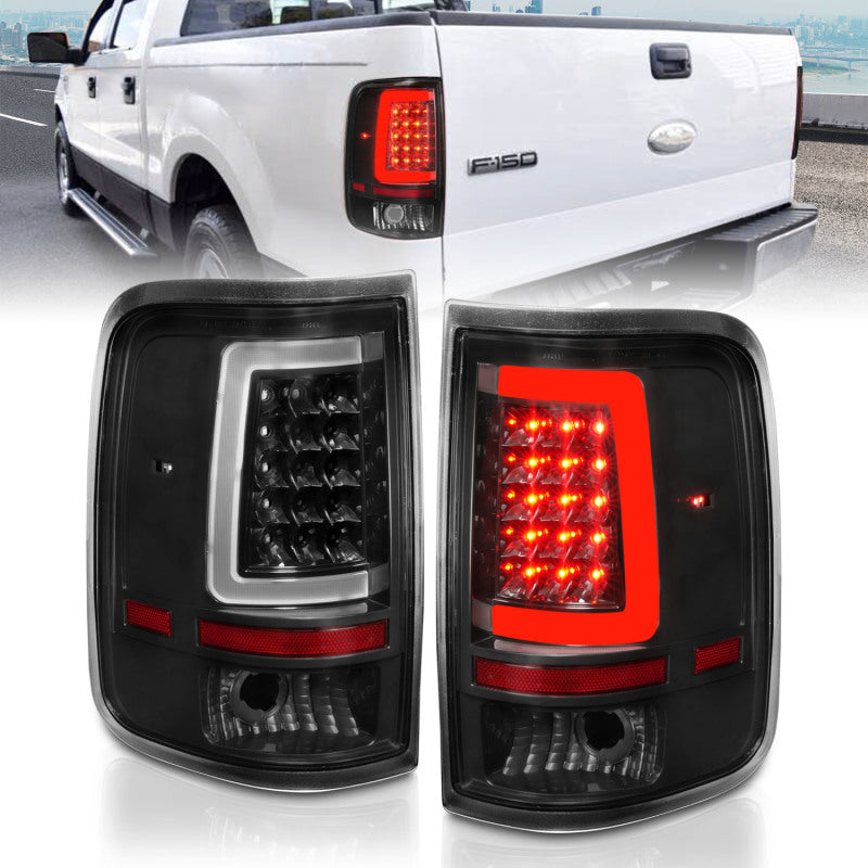 ANZO 2004-2006 Ford F-150 LED Tail Lights w/ Light Bar Black Housing Clear Lens 311342