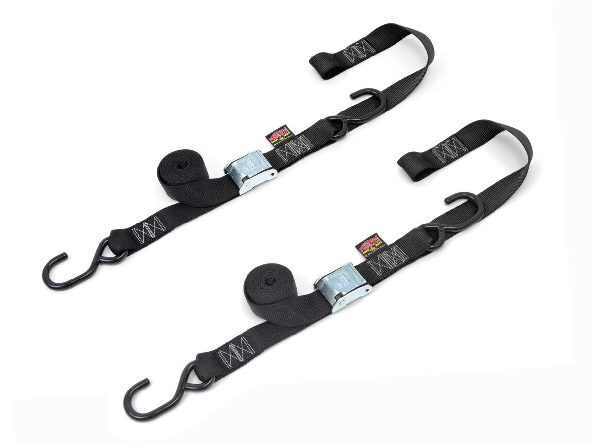 POWERTYE Tie-Down Cam S-Hook Soft-Tye 1.5"X6' Black/Silver 29624
