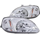 ANZO 1999-2000 Honda Civic Crystal Headlights Chrome 121179