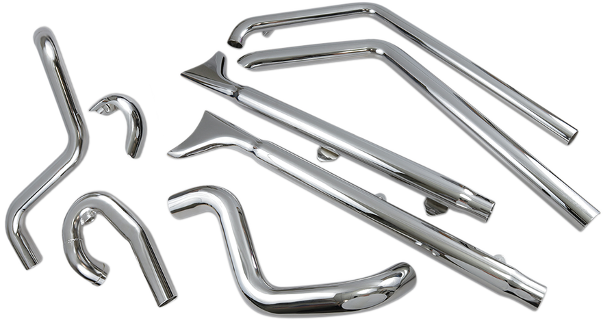 BASSANI XHAUST  Chrome True Duals w/3 in. 2.25" Fishtail Mufflers with Baffles for '07-'15 Softail   1S66E-33 1800-1743