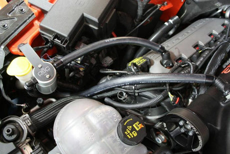 J&L 15-23 Ford Mustang GT/15-20 Ford Mustang GT350 Passenger Side Oil Separator 3.0 - Clear Anod 3030P-C