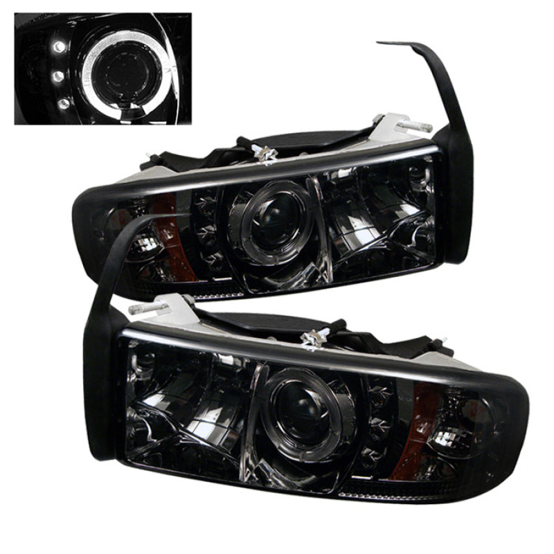 Spyder Dodge Ram 1500 94-01 94-02 Projector Headlights LED Halo LED Smke PRO-YD-DR94-HL-AM-SMC 5010100